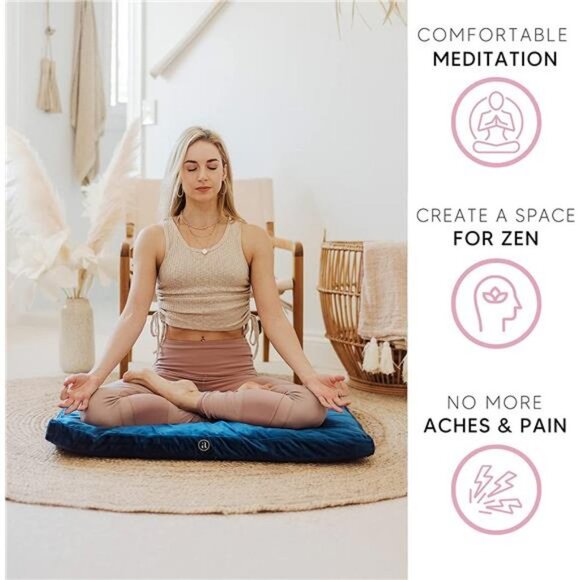 Velvet Zabuton Meditation Mat - Luxurious Meditation Cushion Floor Pillow - Picture 1 of 1